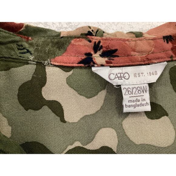 Cato Plus Size Ruffled Floral Camo button up Shirt sz 26 - Picture 7 of 7
